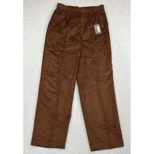 NWT Lorenier Mens 34 Copper Faux Suede Pleated Trousers Pants Wide Leg Y2K RARE